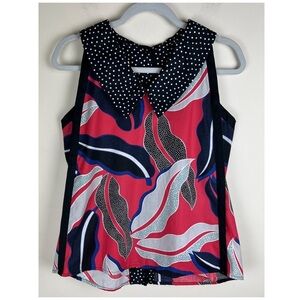 Jeanne Marc Vintage 80s Art To Wear Colorful Oversized Polka Dot Collar Top | S